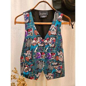VTG Nicole Miller Football Silk Vest Womens Size L 1994 USA LIMITED EDITION